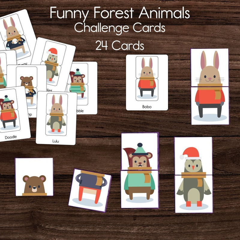 Funny Forest Animals - Mix and Match Challenge Cards