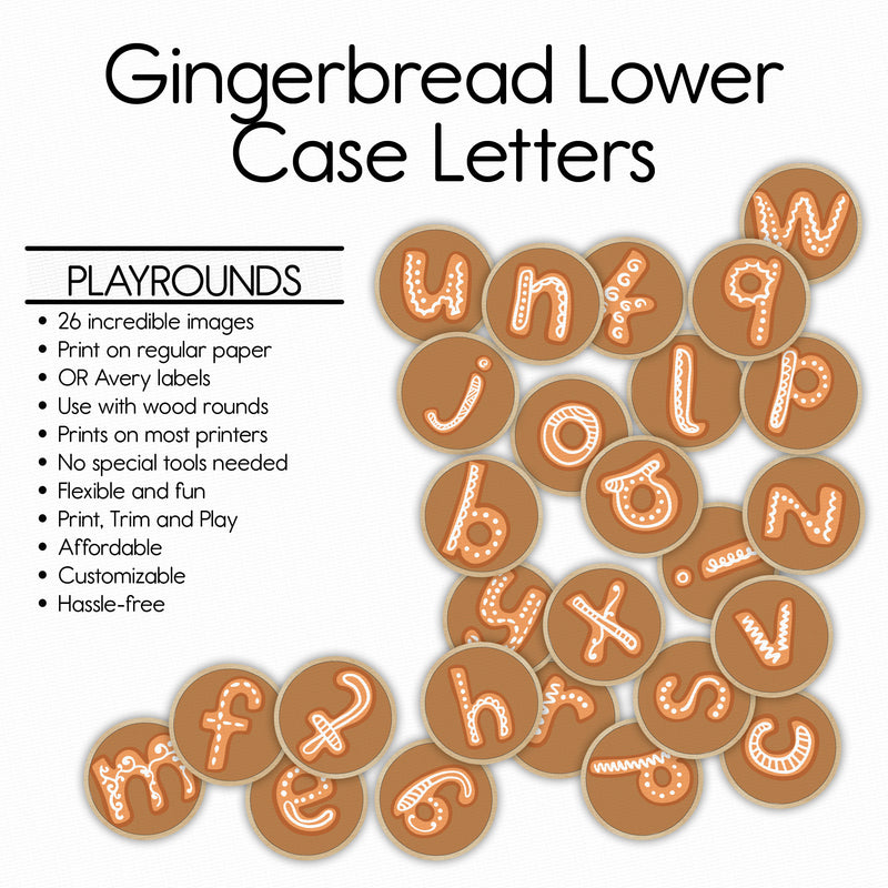 Gingerbread Letters Lower Case - Horizon Pack- PlayRounds