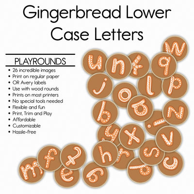 Gingerbread Letters Lower Case - Horizon Pack- PlayRounds