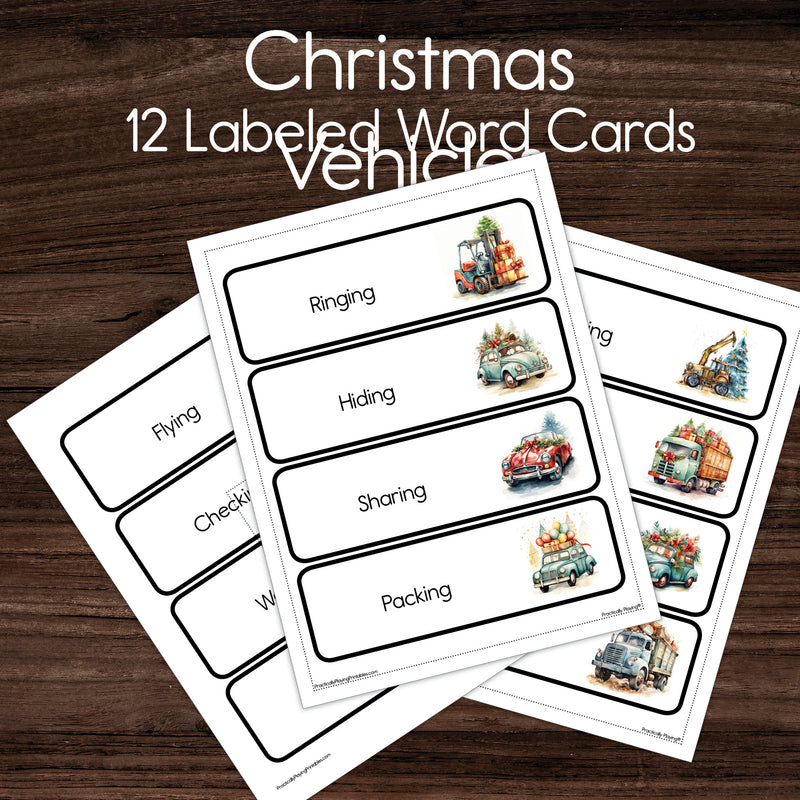 Christmas Vehicles - vocabulary words