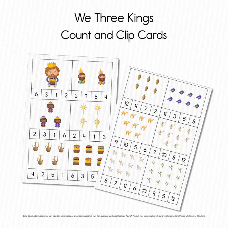 We Three Kings - Count and Clip Cards