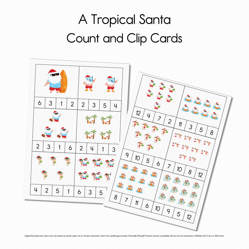 A Tropical Santa Story - Count and Clip Cards