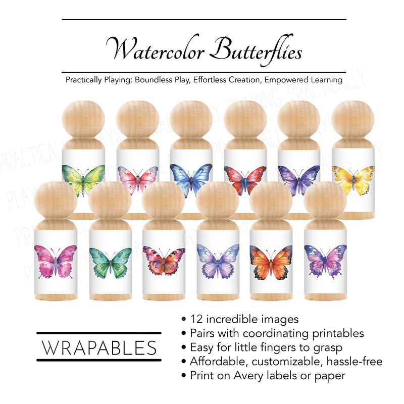 Watercolor Butterflies Action Pack Action Pack: Printable Inserts and Loose Parts