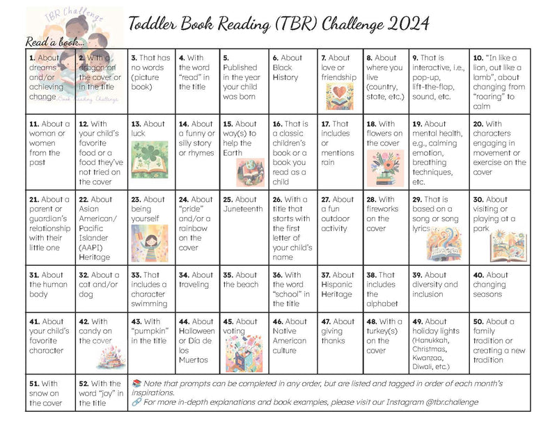 Toddler Book Reading Challenge for 2024- Free!