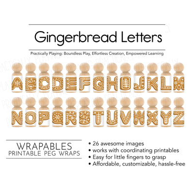 Gingerbread Letters Action Pack: Printable Inserts and Loose Parts- CRICUT PRINT AND CUT
