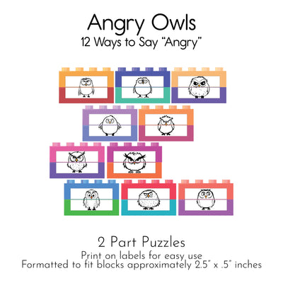 Angry Owls Puzzle and Math Pack Puzzle and Math Pack-CRICUT PRINT AND CUT