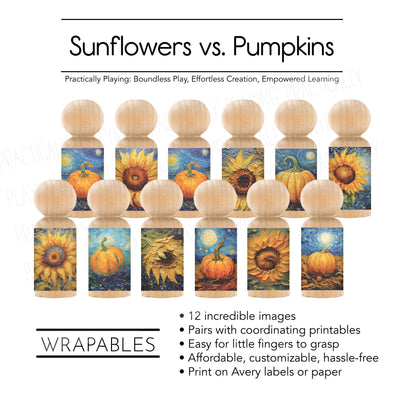 Sunflowers vs pumpkins Action Pack: Printable Inserts and Loose Parts- CRICUT PRINT AND CUT