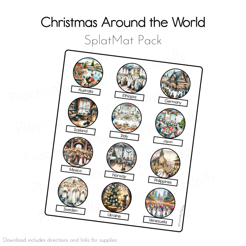 Christmas Around the World Game Essentials Pack: Printable Insert, Game and Loose Parts Pack- CRICUT PRINT AND CUT