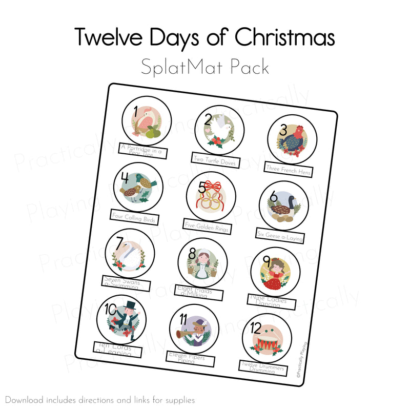 12 Days of Christmas Game Essentials Pack: Printable Insert, Game and Loose Parts Pack