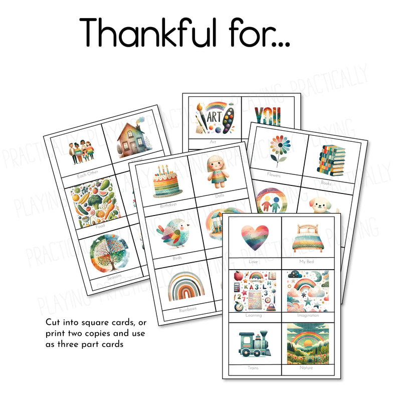 Thankful For... (The Gratitude Pack) Action Pack: Printable Inserts and Loose Parts- CRICUT PRINT AND CUT