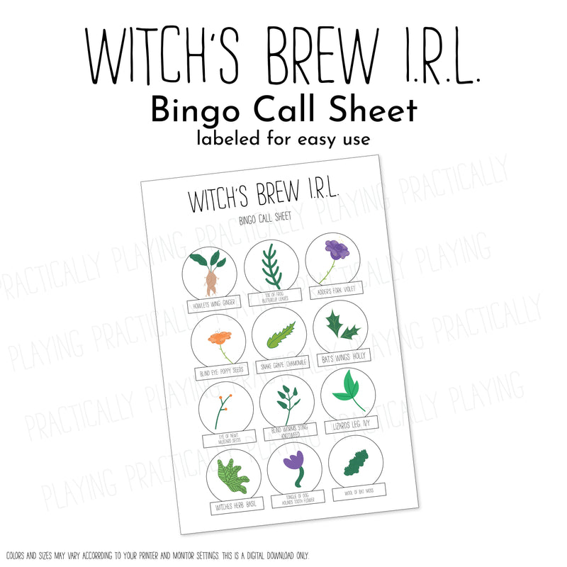 Witches Brew IRL Game Essentials Pack: Printable Insert, Game and Loose Parts Pack- CRICUT PRINT AND CUT