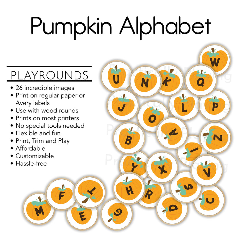 Pumpkin Alphabet Action Pack: Printable Inserts and Loose Parts- CRICUT PRINT AND CUT