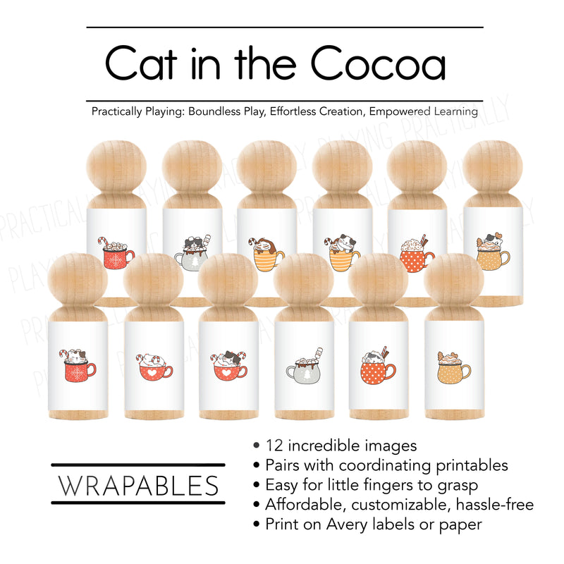 Cat in the Cocoa Action Pack: Printable Inserts and Loose Parts- CRICUT PRINT AND CUT