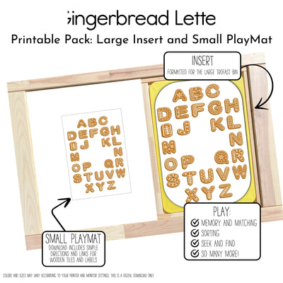 Gingerbread Letters Action Pack: Printable Inserts and Loose Parts- CRICUT PRINT AND CUT