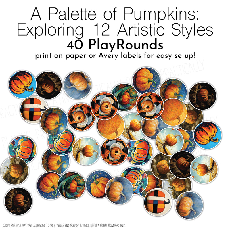 A Palette of Pumpkins Game Essentials Pack: Printable Insert, Game and Loose Parts Pack- CRICUT PRINT AND CUT