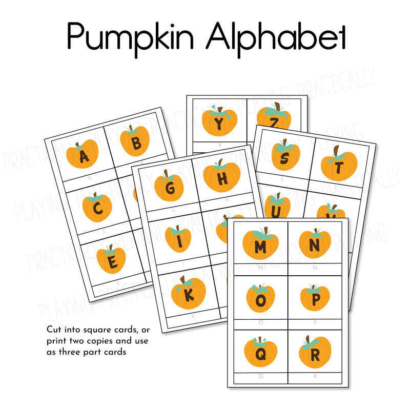 Pumpkin Alphabet Action Pack: Printable Inserts and Loose Parts CRICUT PRINT AND CUT