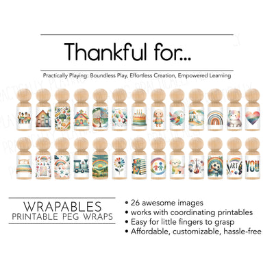 Thankful For... (The Gratitude Pack) Action Pack: Printable Inserts and Loose Parts- CRICUT PRINT AND CUT