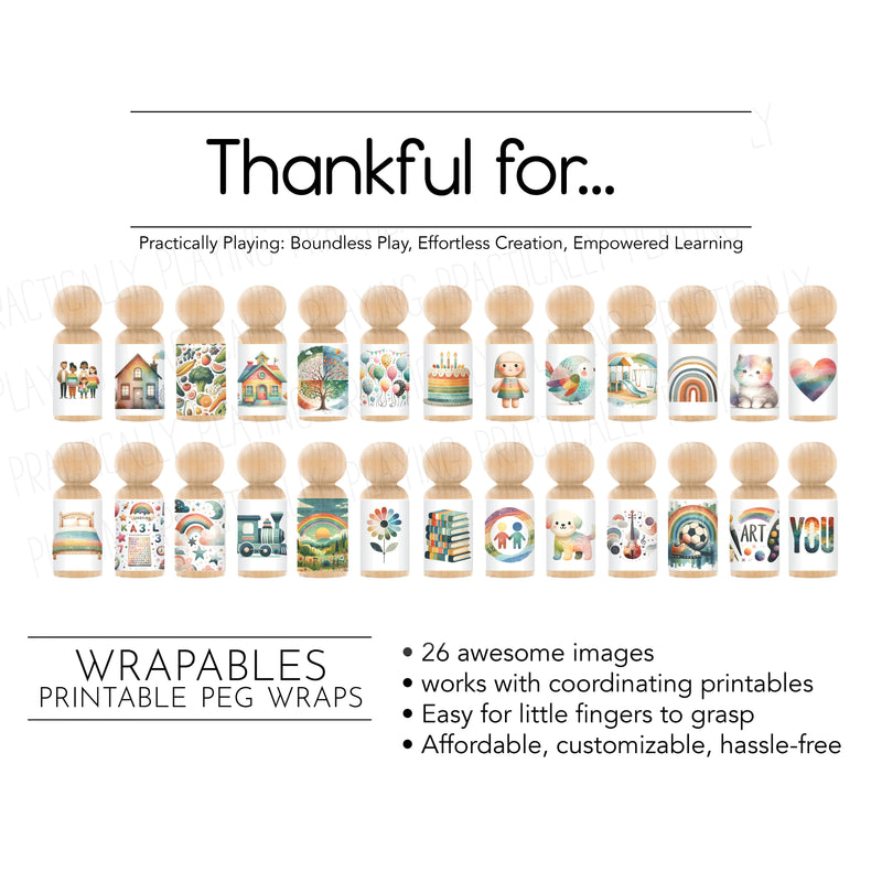 Thankful For... (The Gratitude Pack) Action Pack: Printable Inserts and Loose Parts- CRICUT PRINT AND CUT