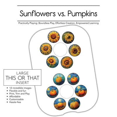 Sunflowers vs pumpkins Action Pack: Printable Inserts and Loose Parts- CRICUT PRINT AND CUT