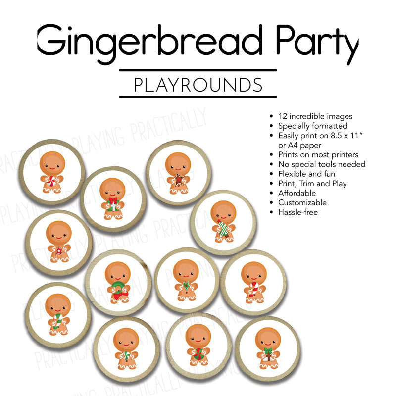 Gingerbread Party Sensory Play Action Pack: Printable Inserts and Loose Parts- CRICUT PRINT AND CUT