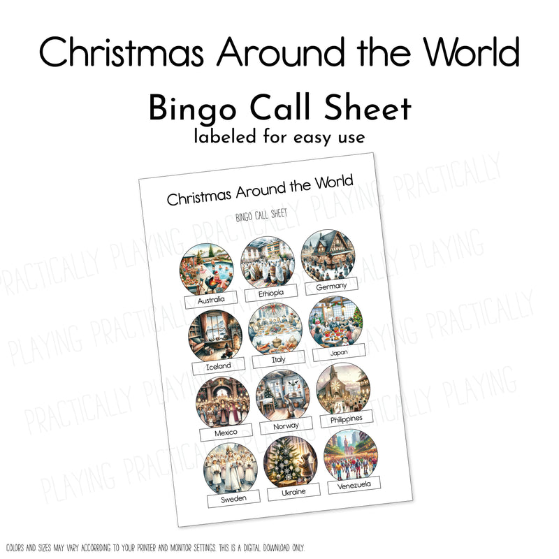 Christmas Around the World Game Essentials Pack: Printable Insert, Game and Loose Parts Pack- CRICUT PRINT AND CUT