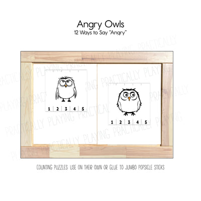 Angry Owls Puzzle and Math Pack Puzzle and Math Pack-CRICUT PRINT AND CUT