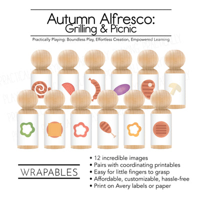 Autumn Alfresco Grilling and Picnic Action Pack: Printable Inserts and Loose Parts Action Pack: Printable Inserts and Loose Parts -CRICUT PRINT AND CUT