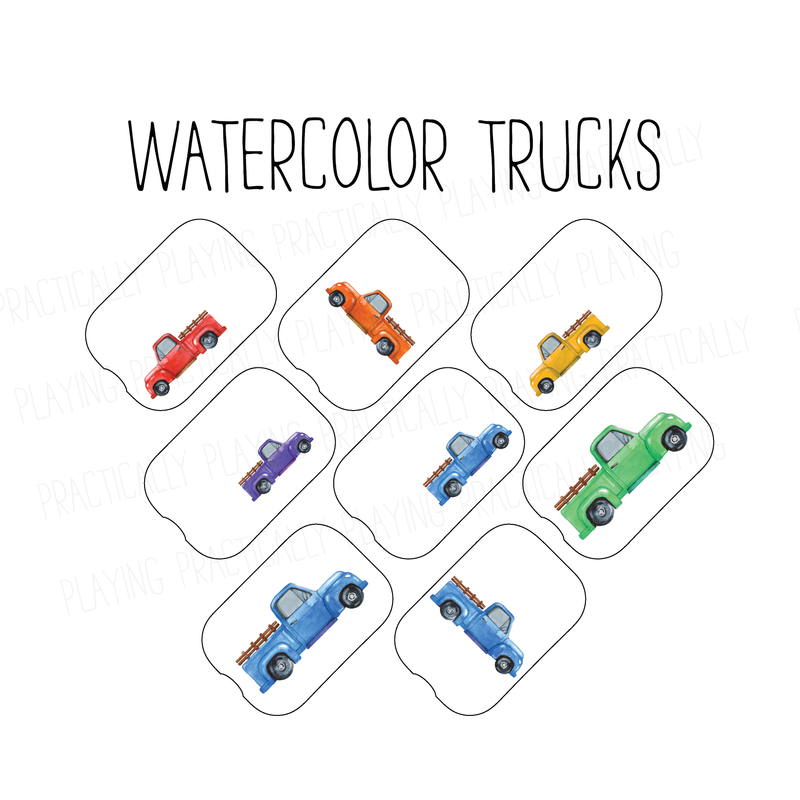 Watercolor Trucks Printable Insert Pack
