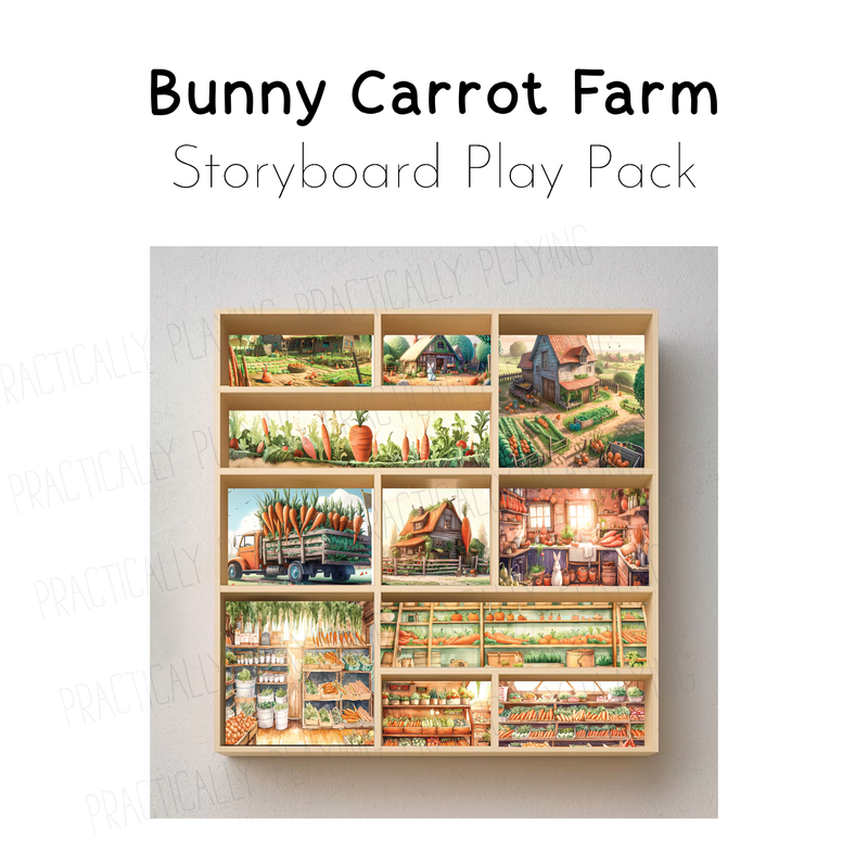 Bunny Carrot Farm Story Board Shelf with Wrappables- PRINT AND CUT