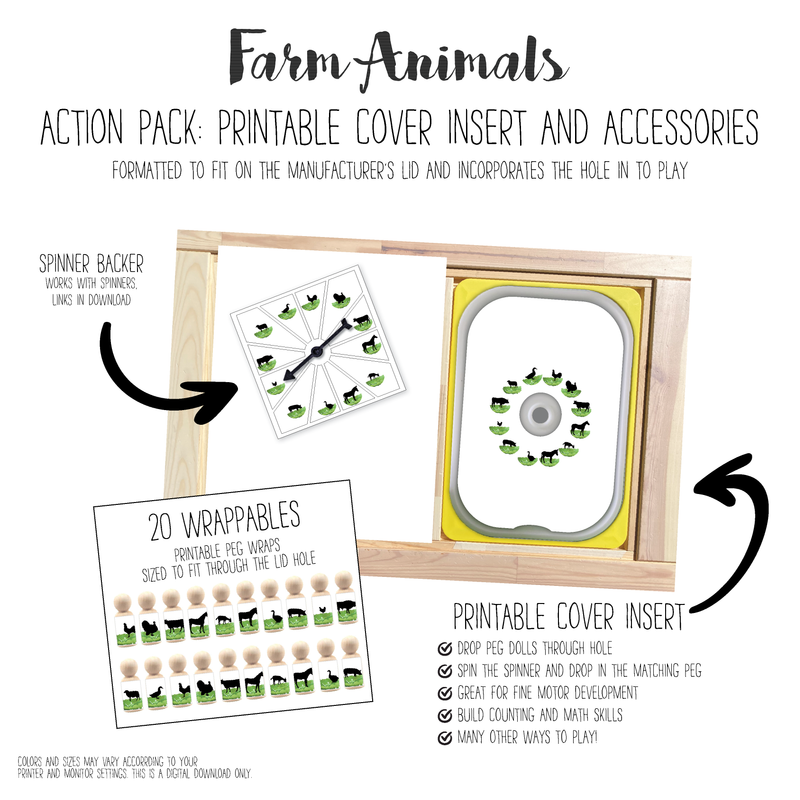 Farm Animal Silhouettes Printable Cover Action Pack