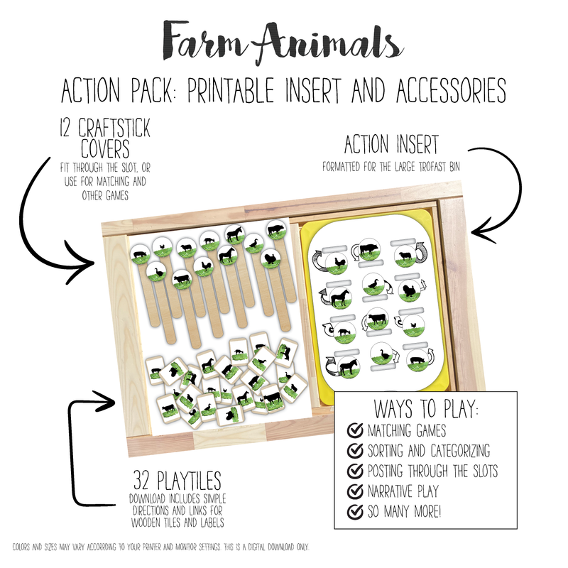 Farm Animal Silhouettes 12 Slot Action Pack