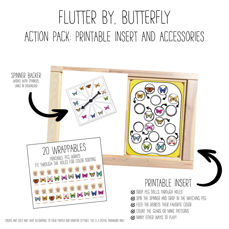 Flutter By, Butterfly 6 Hole Sorting Action Pack
