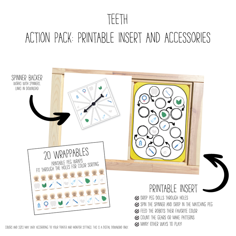 Teeth 6 Hole Sorting Action Pack