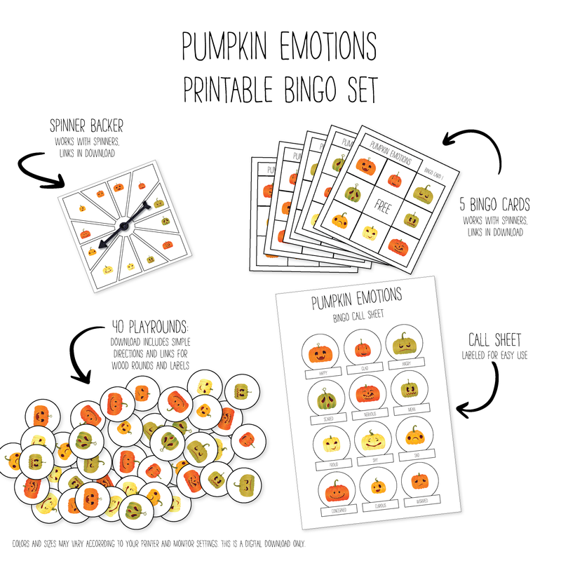 Emotional Pumpkins Bingo Game Pack
