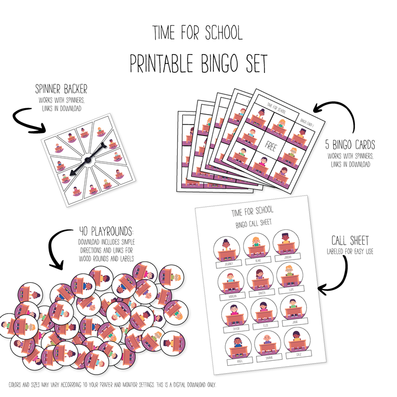Time for School Bingo Game Pack