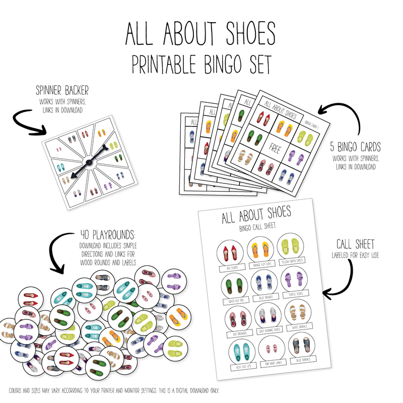 All About Shoes Bingo Game Pack