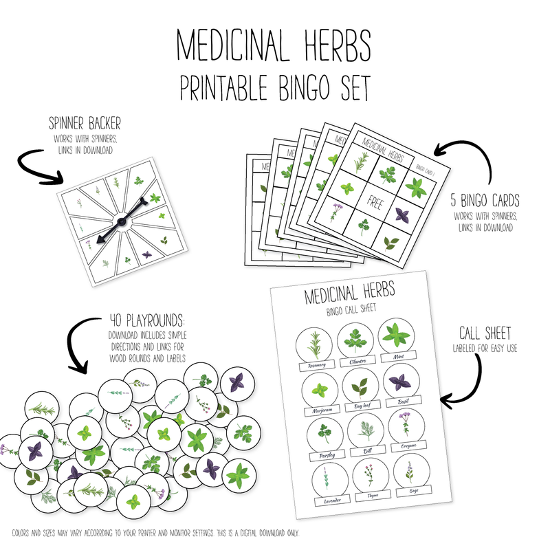Medicinal Herbs Bingo Game Pack