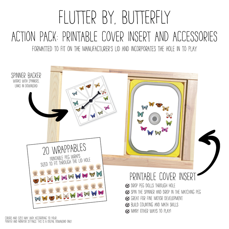 Flutter By, Butterfly Printable Cover Action Pack