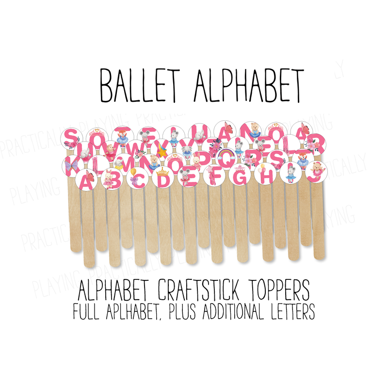 Ballet Alphabet Craft Stick Covers and Toppers
