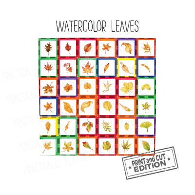 36 Autumn Watercolor Leaves Constructable- Cricut Print and Cut Compatible