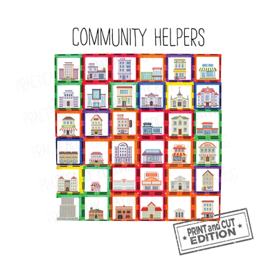 Community Helpers and Village Constructable- Cricut Print and Cut Compatible