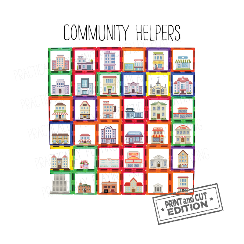 Community Helpers and Village Constructable- Cricut Print and Cut Compatible
