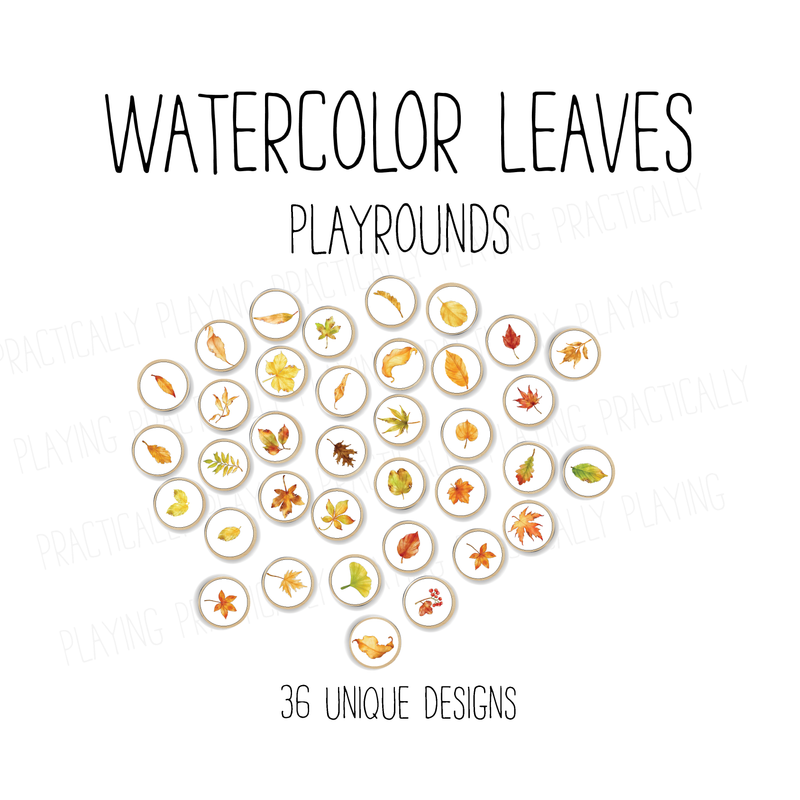 36 Autumn Watercolor Leaves PlayRound Mega Pack