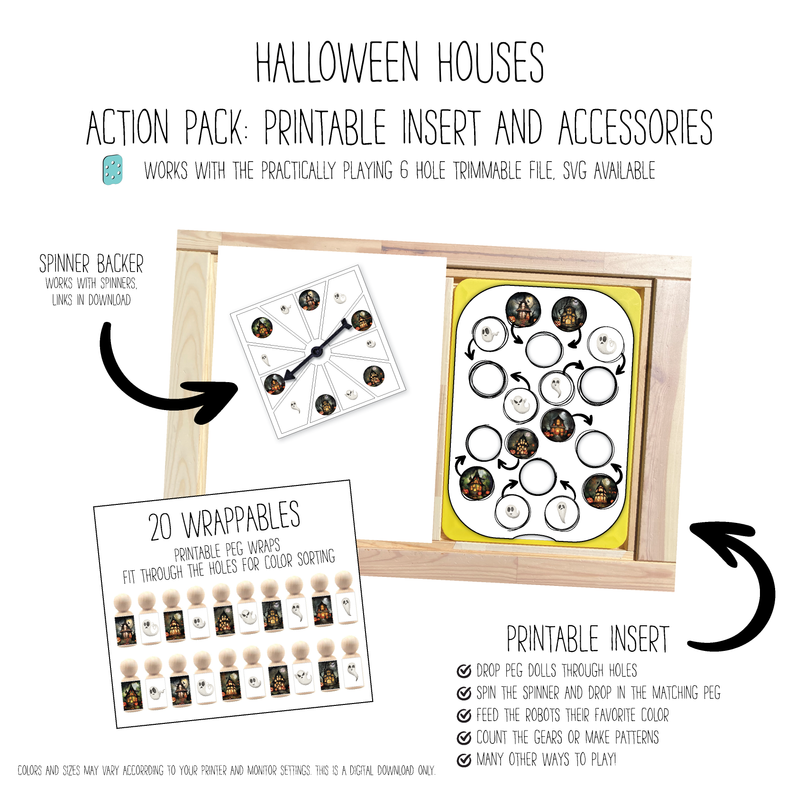 Halloween Houses & Ghosts 6 Hole Sorting Action Pack