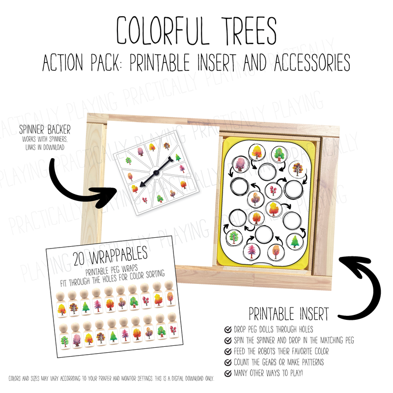 Colorful Trees 6 Hole Action Pack