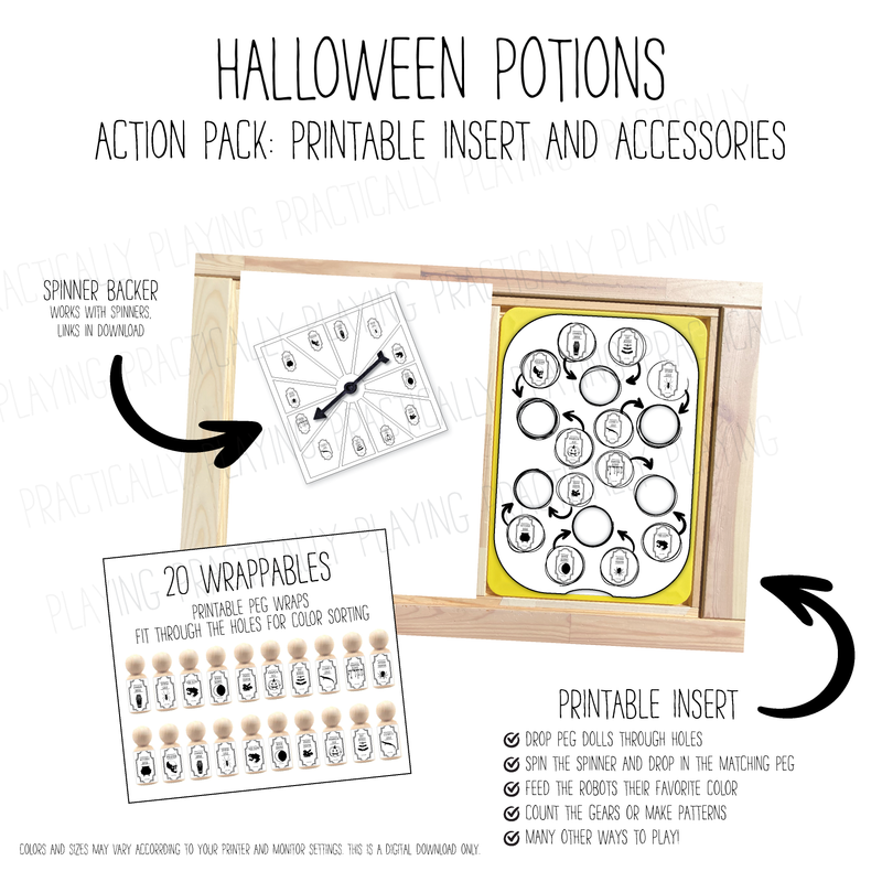 Halloween Potion Labels 6 Hole Action Pack