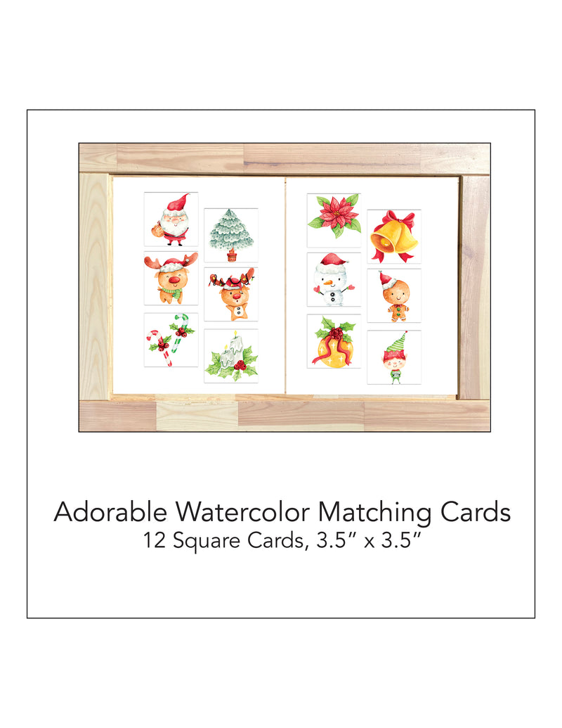Watercolor Christmas Matching Cards