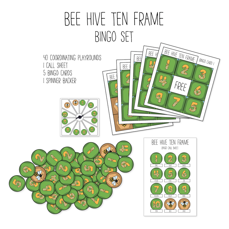 Bee Hive Ten Frame Bingo Game Pack