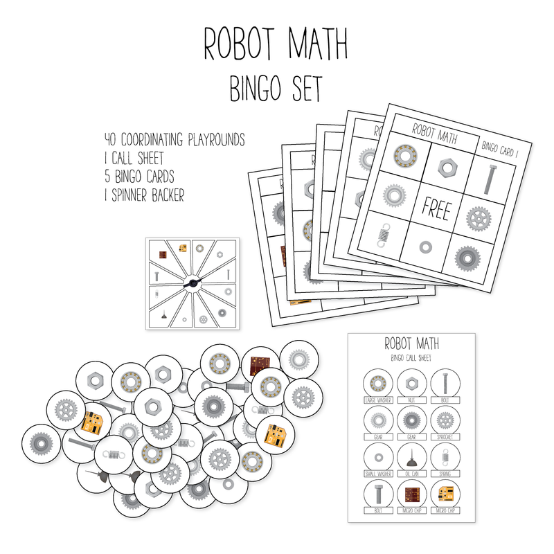 Robot Math Bingo Game Pack