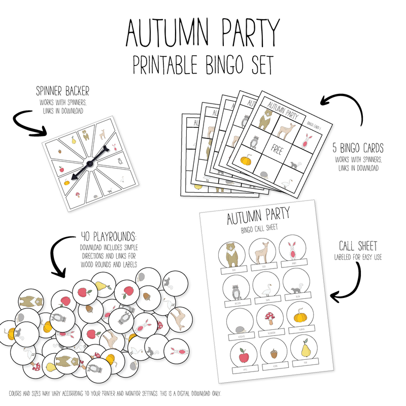 Autumn Party Bingo Game Pack